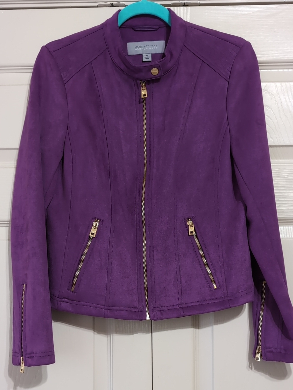 Marc New York Purple Suede-Like Zip-Front Jacket